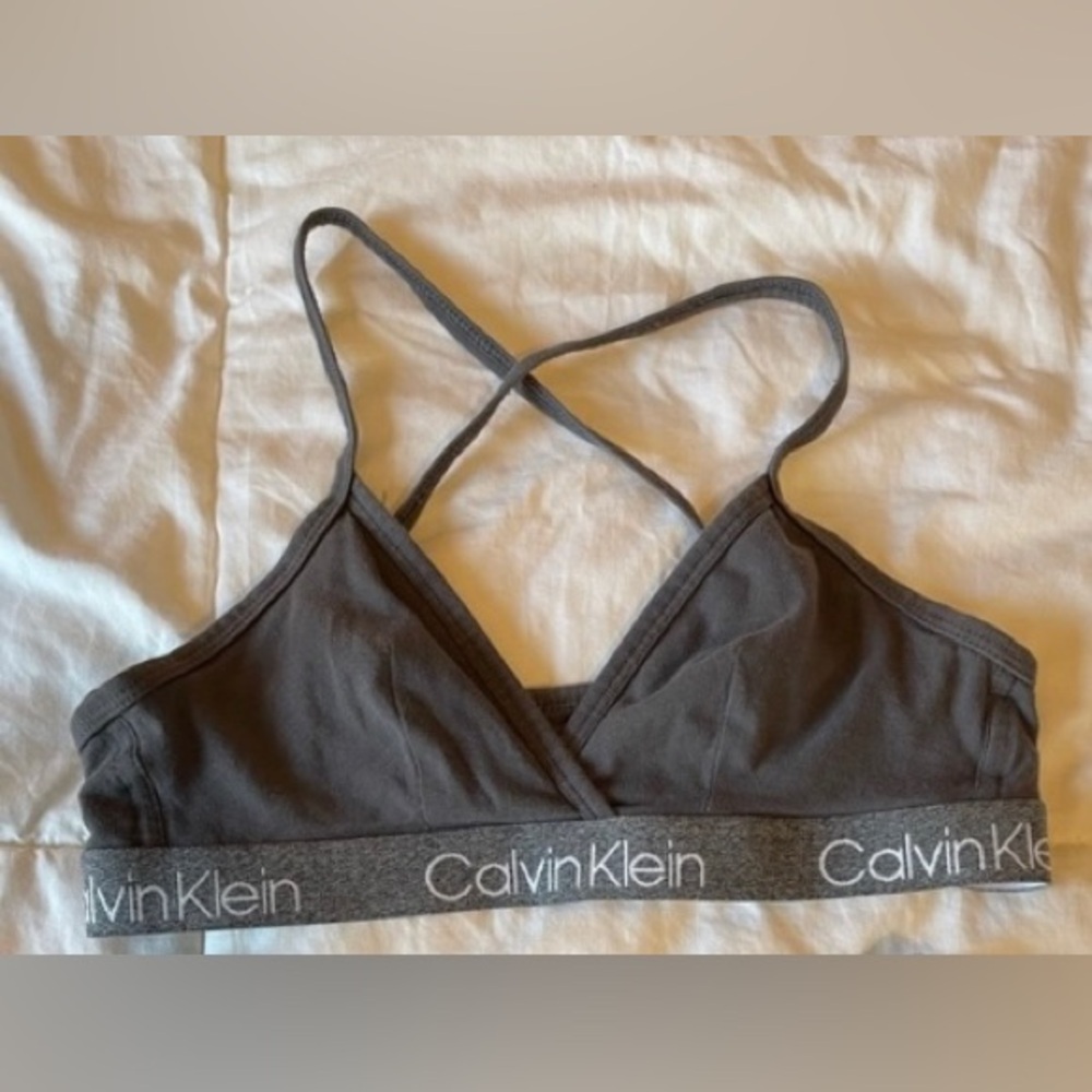 Calvin Klein Gray Triangle Logo Bralette S